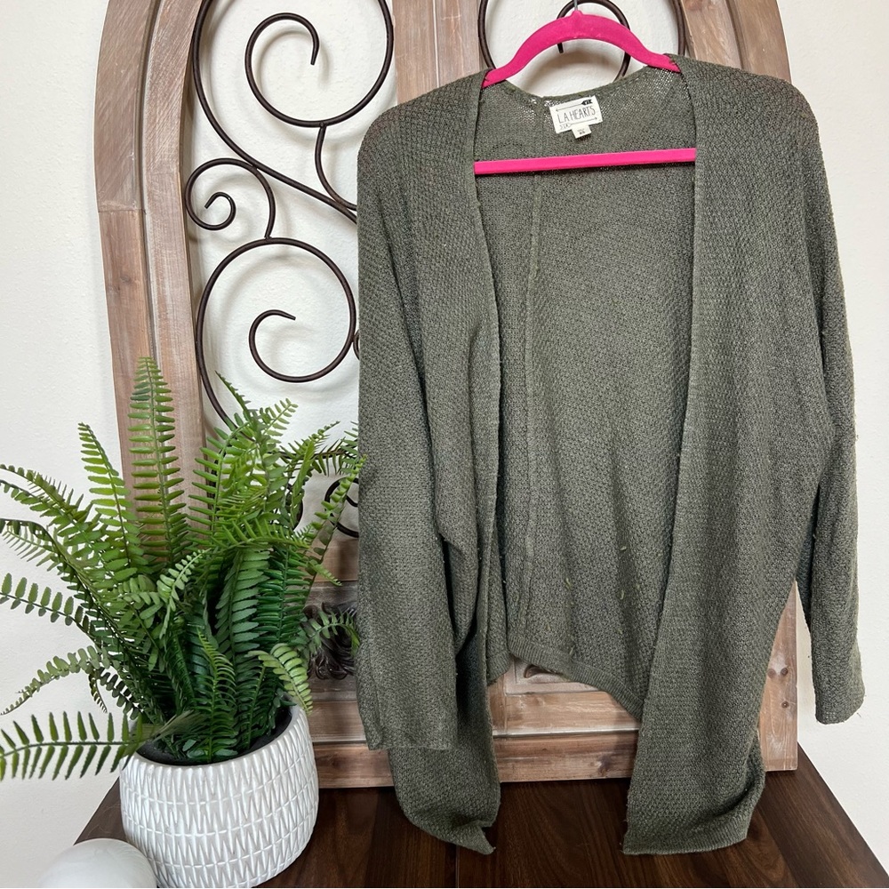 Green fuzzy cardigan